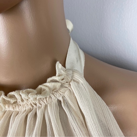 ADEAM BEIGE STRIPED CHIFFON HALTER TOP - Picture 5 of 11